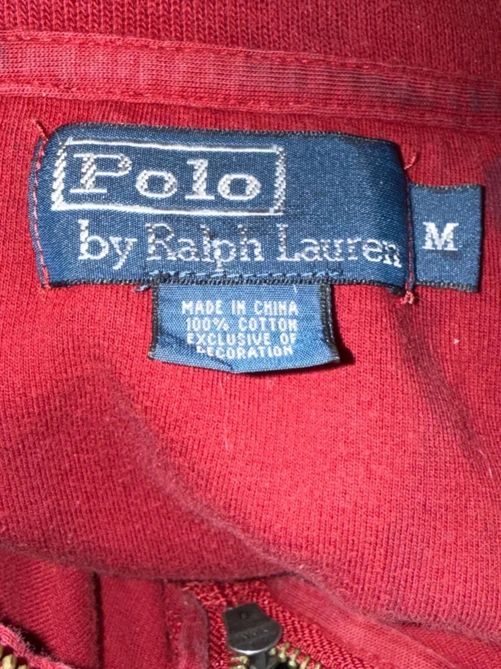 Polo by Ralph Lauren Vintage 90's Red 1/4 Zip 100% Cotton Knit Pullover Men Sz M
